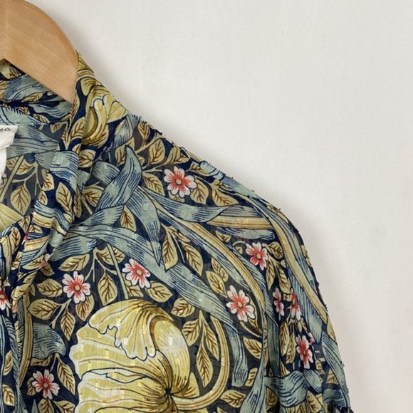 Rare H&M x William Morris & Co 6 Floral Pimpernel Print Top Blouse Tie-front - Picture 8 of 15